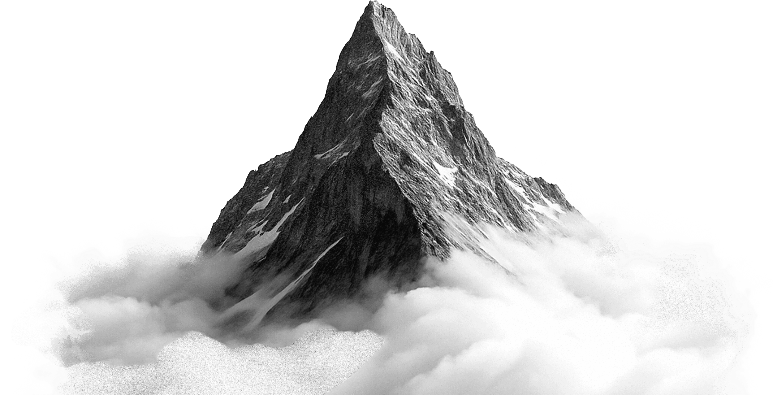 Mountain peak with clouds floating by and a red sun rising behind it